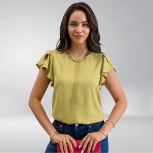 Kiwi Tulip Sleeve Blouse